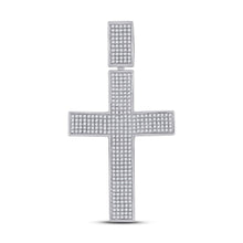 Load image into Gallery viewer, 10kt White Gold Men&#39;s Round Diamond Cross Charm Pendant - 1 Cttw | Splendid Jewellery - Alternate view 1 from Splendid Jewellery