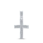 10kt White Gold Men's Round Diamond Cross Charm Pendant - A Dazzling Symbol of Faith and Style - Alternate view 1 from Splendid Jewellery