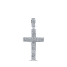 Load image into Gallery viewer, 10kt White Gold Men&#39;s Diamond Cross Charm Pendant - 1/2 Cttw - Alternate view 1 from Splendid Jewellery