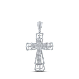 10kt White Gold Men's Diamond Cross Charm Pendant - 2-1/3 Cttw | Splendid Jewellery - Alternate view 1 from Splendid Jewellery