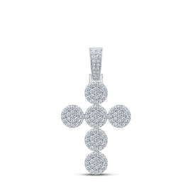 10kt White Gold Men's Round Diamond Cross Charm Pendant - 2 Cttw | Splendid Jewellery - Alternate view 1 from Splendid Jewellery