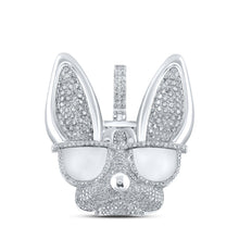 Load image into Gallery viewer, 10kt White Gold Men&#39;s Round Diamond French Bulldog Glasses Charm Pendant - 6 Cttw | Splendid Jewellery Top view from the 10Kt White Gold Womens Round Diamond French Bulldog Glasses Pendant 6 Cttwpin214318 collection by Splendid Jewellery