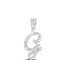 Load image into Gallery viewer, 10kt White Gold Men&#39;s Round Diamond G Initial Letter Charm Pendant - 7/8 Cttw - Alternate view 1 from Splendid Jewellery