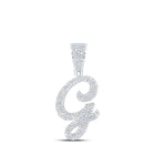10kt White Gold Men's Round Diamond G Initial Letter Charm Pendant - 7/8 Cttw - Alternate view 1 from Splendid Jewellery