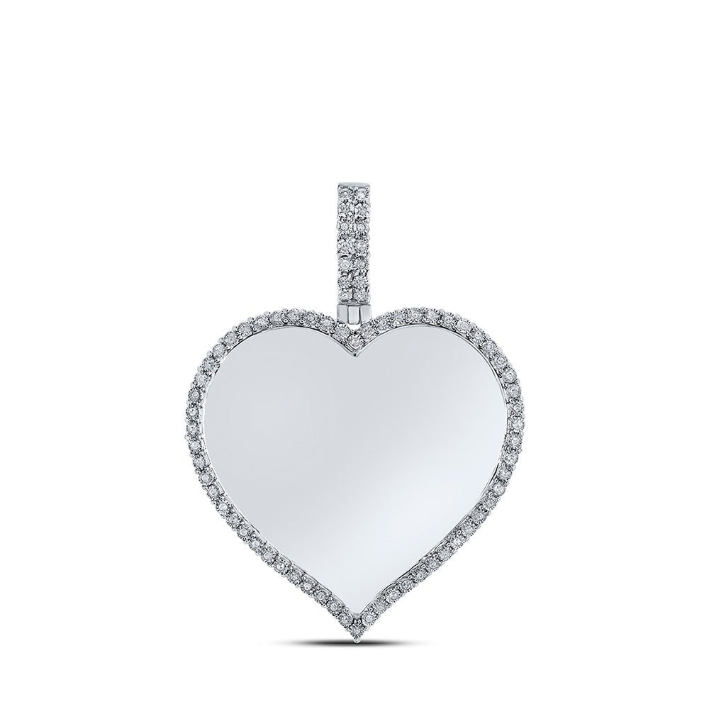 Men's Diamond Charm Pendant | 10kt White Gold Mens Round Diamond Heart Charm Pendant 1/5 Cttw | Splendid Jewellery GND