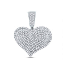 Load image into Gallery viewer, 10kt White Gold Men&#39;s Round Diamond Heart Charm Pendant - 3/4 Cttw | Splendid Jewellery - Alternate view 1 from Splendid Jewellery