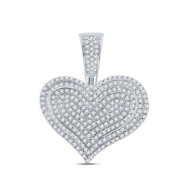 10kt White Gold Men's Round Diamond Heart Charm Pendant - 3/4 Cttw | Splendid Jewellery - Alternate view 1 from Splendid Jewellery