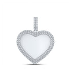 10kt White Gold Men's Round Diamond Heart Memory Charm Pendant - 2 Cttw - Alternate view 1 from Splendid Jewellery
