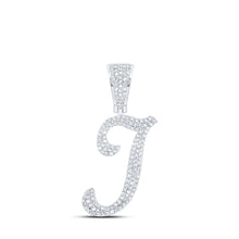 Load image into Gallery viewer, 10kt White Gold Mens Round Diamond I Initial Letter Charm Pendant 5/8 Cttw | Splendid Jewellery - Alternate view 1 from Splendid Jewellery