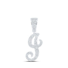 Load image into Gallery viewer, 10kt White Gold Men&#39;s Round Diamond J Initial Letter Charm Pendant - 3/4 Cttw - Alternate view 1 from Splendid Jewellery