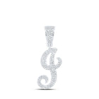 10kt White Gold Men's Round Diamond J Initial Letter Charm Pendant - 3/4 Cttw - Alternate view 1 from Splendid Jewellery