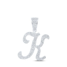 Load image into Gallery viewer, 10kt White Gold Men&#39;s Round Diamond K Initial Letter Charm Pendant - 1 Cttw | Splendid Jewellery - Alternate view 1 from Splendid Jewellery