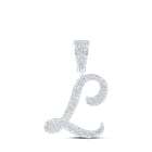 10kt White Gold Men's Round Diamond L Initial Letter Charm Pendant - 7/8 Cttw | Splendid Jewellery - Alternate view 1 from Splendid Jewellery