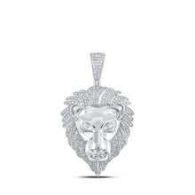 Load image into Gallery viewer, 10kt White Gold Men&#39;s Lion Face Diamond Charm Pendant - 1-1/3 Cttw - Alternate view 1 from Splendid Jewellery