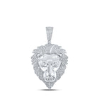 10kt White Gold Men's Lion Face Diamond Charm Pendant - 1-1/3 Cttw - Alternate view 1 from Splendid Jewellery