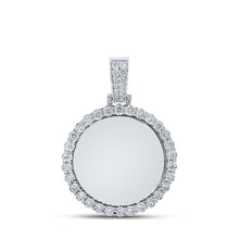 Load image into Gallery viewer, 10kt White Gold Men&#39;s Round Diamond Memory Circle Charm Pendant - 3/4 Cttw | Splendid Jewellery - Alternate view 1 from Splendid Jewellery