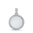 10kt White Gold Men's Round Diamond Memory Circle Charm Pendant - 3/4 Cttw | Splendid Jewellery - Alternate view 1 from Splendid Jewellery