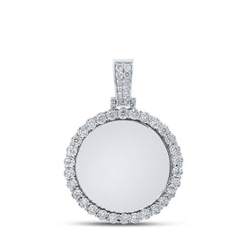 10kt White Gold Men's Round Diamond Memory Circle Charm Pendant - 3/4 Cttw | Splendid Jewellery - Alternate view 1 from Splendid Jewellery