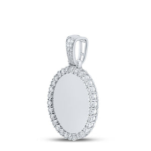 Men's Diamond Charm Pendant | 10kt White Gold Mens Round Diamond Memory Circle Charm Pendant 3/4 Cttw | Splendid Jewellery GND