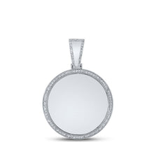 Load image into Gallery viewer, 10kt White Gold Men&#39;s Round Diamond Memory Circle Charm Pendant 5/8 Cttw - A Timeless Statement of Elegance - Alternate view 1 from Splendid Jewellery