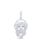 10kt White Gold Men's Round Diamond Ruby Jesus Face Charm Pendant 1 Cttw | Splendid Jewellery - Alternate view 1 from Splendid Jewellery