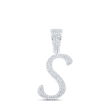 Load image into Gallery viewer, 10kt White Gold Men&#39;s Round Diamond S Initial Letter Charm Pendant - 5/8 Cttw | Splendid Jewellery - Alternate view 1 from Splendid Jewellery