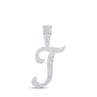 10kt White Gold Men's Round Diamond T Initial Letter Charm Pendant 3/4 Cttw - Luxurious Diamond Charm Pendant for Men - Alternate view 1 from Splendid Jewellery