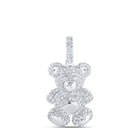 10kt White Gold Mens Round Diamond Teddy Bear Charm Pendant 1-1/3 Cttw - Alternate view 1 from Splendid Jewellery
