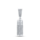 10kt White Gold Men's Round Diamond Urn Cylinder Charm Pendant - 1 Cttw | Splendid Jewellery - Alternate view 1 from Splendid Jewellery