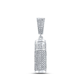 10kt White Gold Men's Round Diamond Urn Cylinder Charm Pendant - 1 Cttw | Splendid Jewellery - Alternate view 1 from Splendid Jewellery