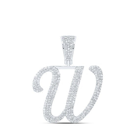 10kt White Gold Men's Diamond Initial Letter Charm Pendant - 1-1/4 Cttw - Alternate view 1 from Splendid Jewellery