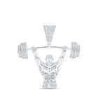 10kt White Gold Men's Round Diamond Weight Lifter Charm Pendant - 5/8 Cttw | Splendid Jewellery - Alternate view 1 from Splendid Jewellery