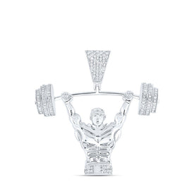 10kt White Gold Men's Round Diamond Weight Lifter Charm Pendant - 5/8 Cttw | Splendid Jewellery - Alternate view 1 from Splendid Jewellery