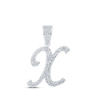 10kt White Gold Mens Round Diamond X Initial Letter Charm Pendant - 1 Cttw | Splendid Jewellery - Alternate view 1 from Splendid Jewellery