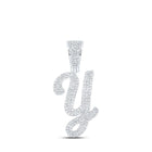 10kt White Gold Men's Round Diamond Y Initial Letter Charm Pendant - 7/8 Cttw | Splendid Jewellery - Alternate view 1 from Splendid Jewellery