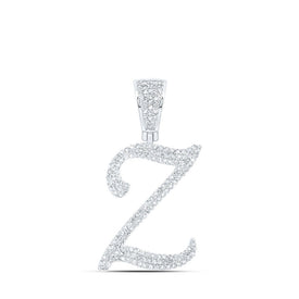 10kt White Gold Men's Round Diamond Z Initial Letter Charm Pendant - 7/8 Cttw | Splendid Jewellery - Alternate view 1 from Splendid Jewellery