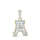10kt Yellow Gold Mens Baguette Diamond A Initial Letter Charm Pendant - 5/8 Cttw Top view from the 10Kt Yellow Gold Mens Baguette Diamond A Initial Letter Charm Pendant 5 8 Cttwpin216941 collection by Splendid Jewellery