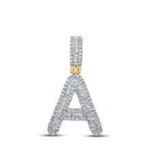 Load image into Gallery viewer, 10kt Yellow Gold Men&#39;s Baguette Diamond A Initial Pendant - 1/2 Cttw product  Top View from Splendid Jewellery