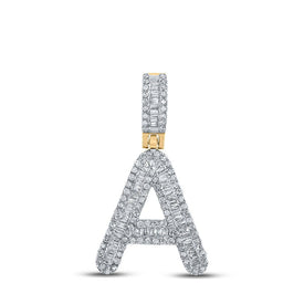 10kt Yellow Gold Men's Baguette Diamond A Initial Pendant - 1/2 Cttw product  Top View from Splendid Jewellery