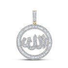 10kt Yellow Gold Men's Baguette Diamond Allah Circle Charm Pendant - 2 Cttw | Splendid Jewellery Top view from the 10Kt Yellow Gold Mens Baguette Diamond Allah Circle Charm Pendant 2 Cttwpin289523 collection by Splendid Jewellery