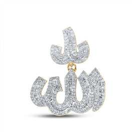 10kt Yellow Gold Mens Baguette Diamond Allah Islam Charm Pendant - 1 Cttw Top view from the 10Kt Yellow Gold Mens Baguette Diamond Allah Islam Charm Pendant 1 Cttwpin289526 collection by Splendid Jewellery