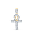 10kt Yellow Gold Baguette and Round Diamond Ankh Charm Pendant for Men - 3/4 Cttw Top view from the 10Kt Yellow Gold Mens Baguette Diamond Ankh Charm Pendant 3 4 Cttwpin210023 collection by Splendid Jewellery