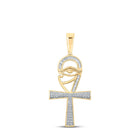 10kt Yellow Gold Baguette Diamond Ankh Eye Cross Pendant - Masculine Elegance at its Finest Top view from the 10Kt Yellow Gold Mens Baguette Diamond Ankh Eye Cross Charm Pendant 1 3 Cttwpin212155 collection by Splendid Jewellery