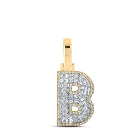 10kt Yellow Gold Baguette Diamond B Initial Pendant - 1/2 Cttw Top view from the 10Kt Yellow Gold Mens Baguette Diamond B Initial Letter Charm Pendant 1 2 Cttwpin218397 collection by Splendid Jewellery
