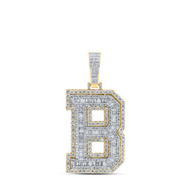 10kt Yellow Gold Men's Baguette Diamond B Initial Letter Charm Pendant - 3-1/3 Cttw Top view from the 10Kt Yellow Gold Mens Baguette Diamond B Initial Letter Charm Pendant 3 1 3 Cttwpin232757 collection by Splendid Jewellery