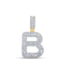 Load image into Gallery viewer, 10kt Yellow Gold Baguette Diamond B Initial Letter Pendant - 5/8 Cttw product  Top View from Splendid Jewellery