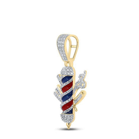 10kt Yellow Gold Men's Baguette Diamond Barber Pole Charm Pendant - 7/8 Cttw | Splendid Jewellery Side view from the 10Kt Yellow Gold Mens Baguette Diamond Barber Pole Charm Pendant 7 8 Cttwpin289488 collection by Splendid Jewellery