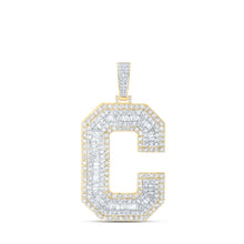 Load image into Gallery viewer, 10kt Yellow Gold Men&#39;s Baguette Diamond C Initial Letter Charm Pendant - 5-1/2 Ct.t.w. Top view from the 10Kt Yellow Gold Mens Baguette Diamond C Initial Letter Charm Pendant 5 1 2 Cttwpin216687 collection by Splendid Jewellery