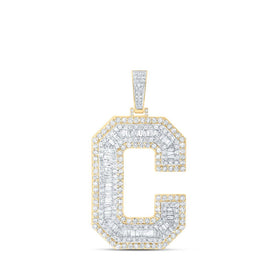 10kt Yellow Gold Men's Baguette Diamond C Initial Letter Charm Pendant - 5-1/2 Ct.t.w. Top view from the 10Kt Yellow Gold Mens Baguette Diamond C Initial Letter Charm Pendant 5 1 2 Cttwpin216687 collection by Splendid Jewellery