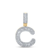 Load image into Gallery viewer, 10kt Yellow Gold Baguette and Round Diamond Initial Pendant for Men - 1/2 Cttw product  Top View from Splendid Jewellery